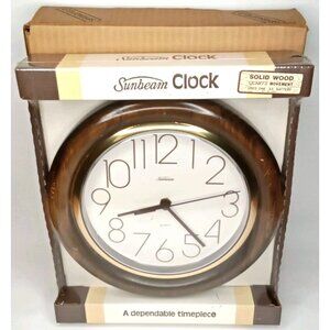 Vintage Quartz Clock & Original Box Woodbridge Sunbeam Made In USA 1980s Sealed